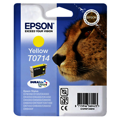Epson Cheetah T071 Colour Inkjet Printer Cartridge Yellow Epson Cheetah T071 Colour Inkjet Printer Cartridge Yellow